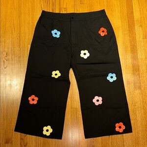 Cider Black Denim Pants with Floral Print